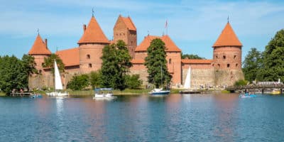 Widok na zamek w Trokach na Litwie