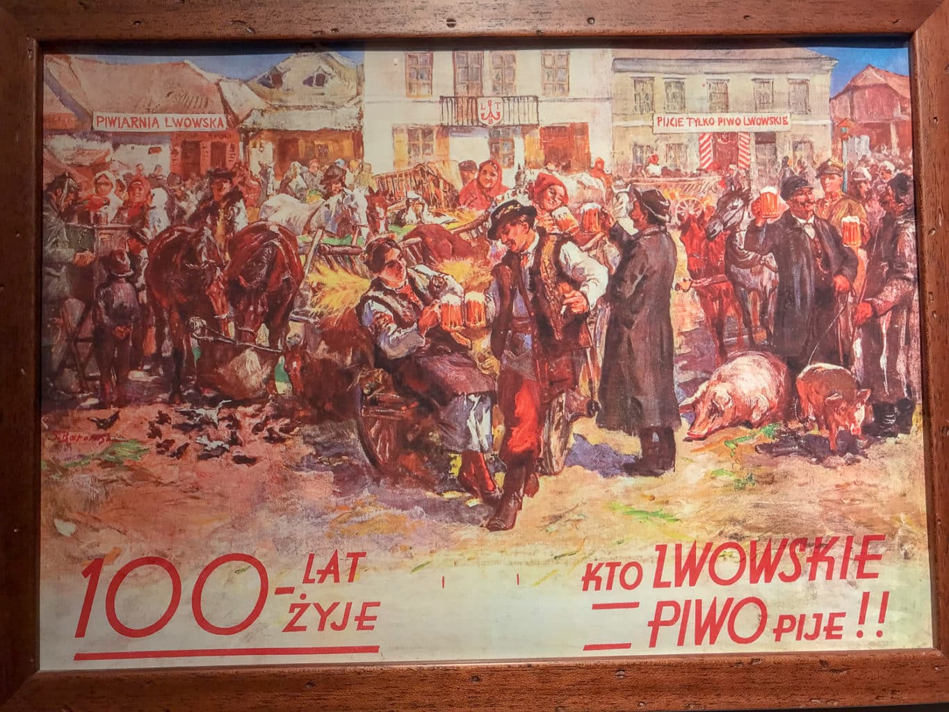 Plakat reklamowy lwowskiego piwa