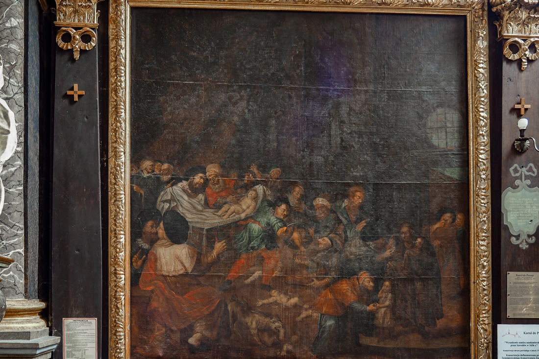 Obraz przedstawiający rzekomy mord rytualny popełniony przez Żydów na chrześcijańskim dziecku. Obraz Karola de Prevota nie ma rzecz jasna nic wspólnego z rzeczywistością.
