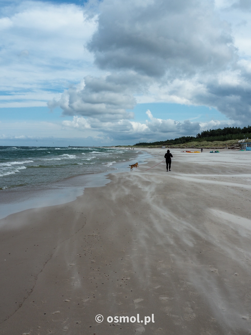 Plaża w Łebie w wietrzny dzień