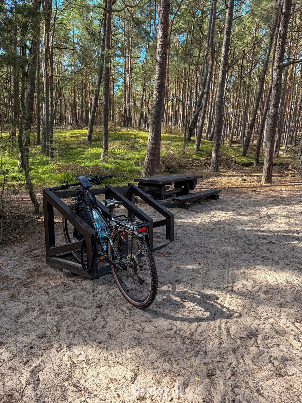Pod samą Wydmę Czołpińską można podjechać rowerem i wygodnie zaparkować go przy stojaku na rower