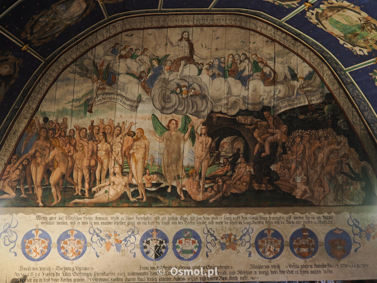 Scena Sądu Ostatecznego nad prezbiterium w kościele w Klępsku